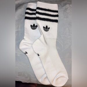 Adidas White Socks with Black Stripes